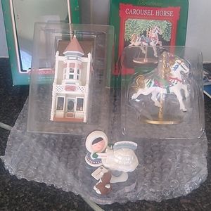 Hallmark Ornaments Carousel Horse  Frosty friends Christmas Candy Shoppe 3 orna
